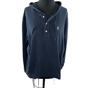 Psycho Bunny Robert Godley Navy Blue Hoodie Logo Pockets Drawstring Size L Large